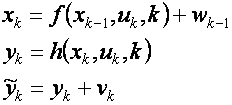 Equations for a linear discrete-time process with input and measurement noise.