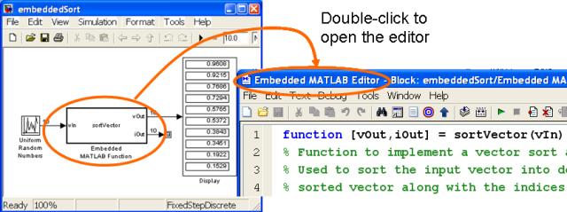Opening an Embedded MATLAB Block.